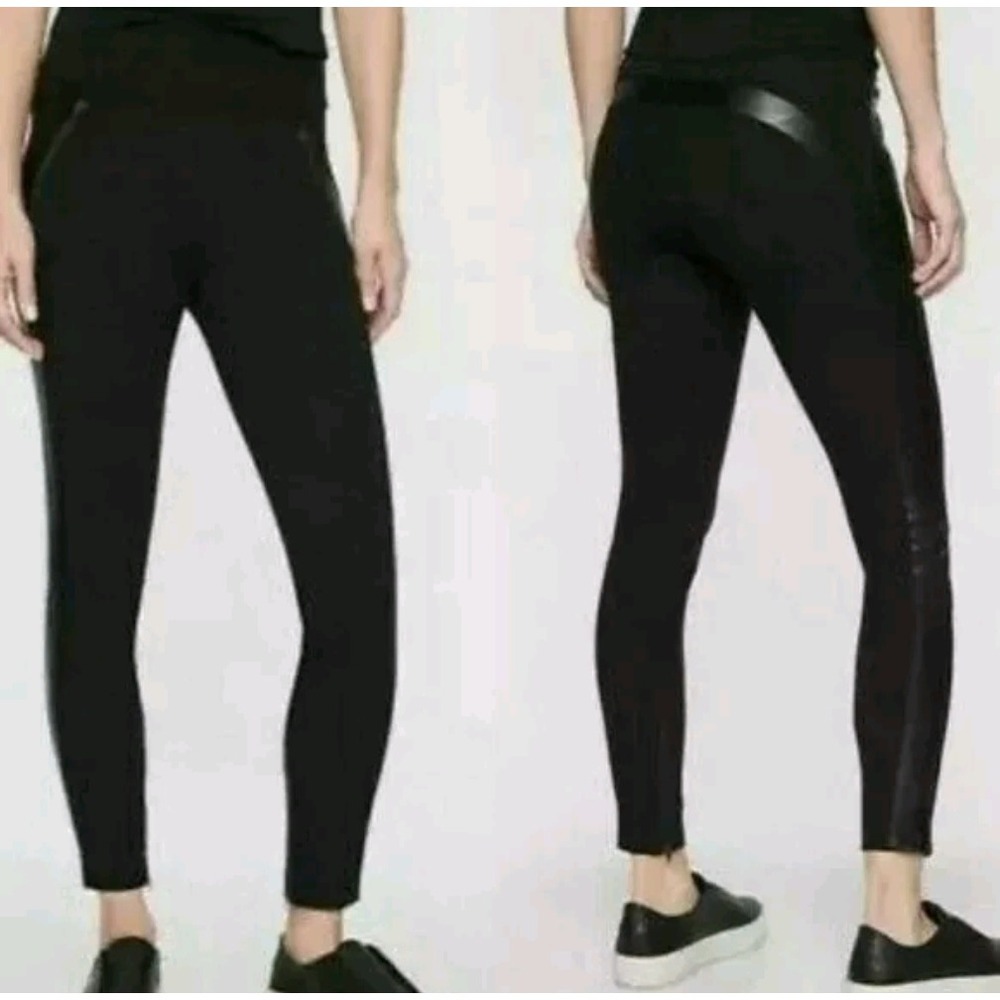 Athleta Sienna Ankle Pants Black Faux‎ Leather size sm
